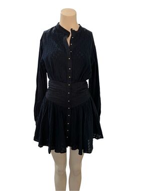 All About May Navy Blue Ruched Waist Mini Dress Feminine Boho Summer US Size 4